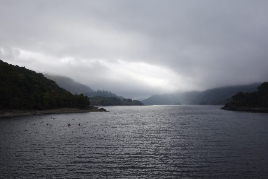 Thirlmere reservoir with kayakers